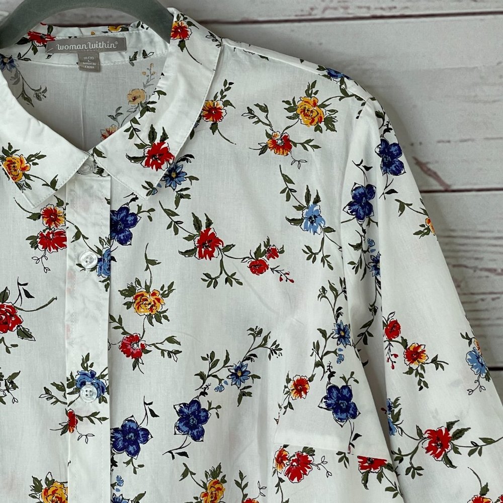 Woman Within Printed Three-Quarter Sleeve Shirt - Picture 3 of 11